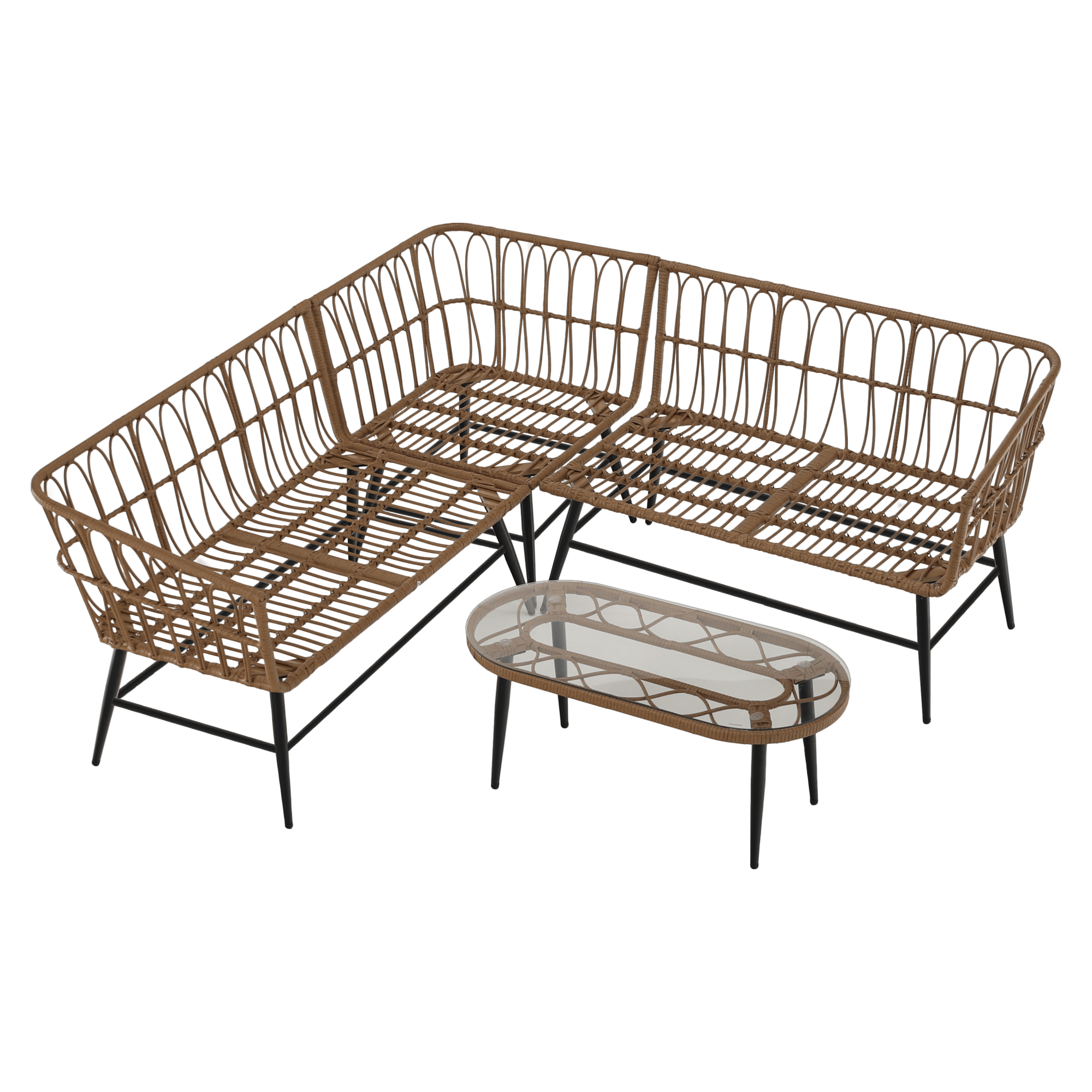 Set de gradina din ratan, bej/natural/negru , ARALY — imaginea 8