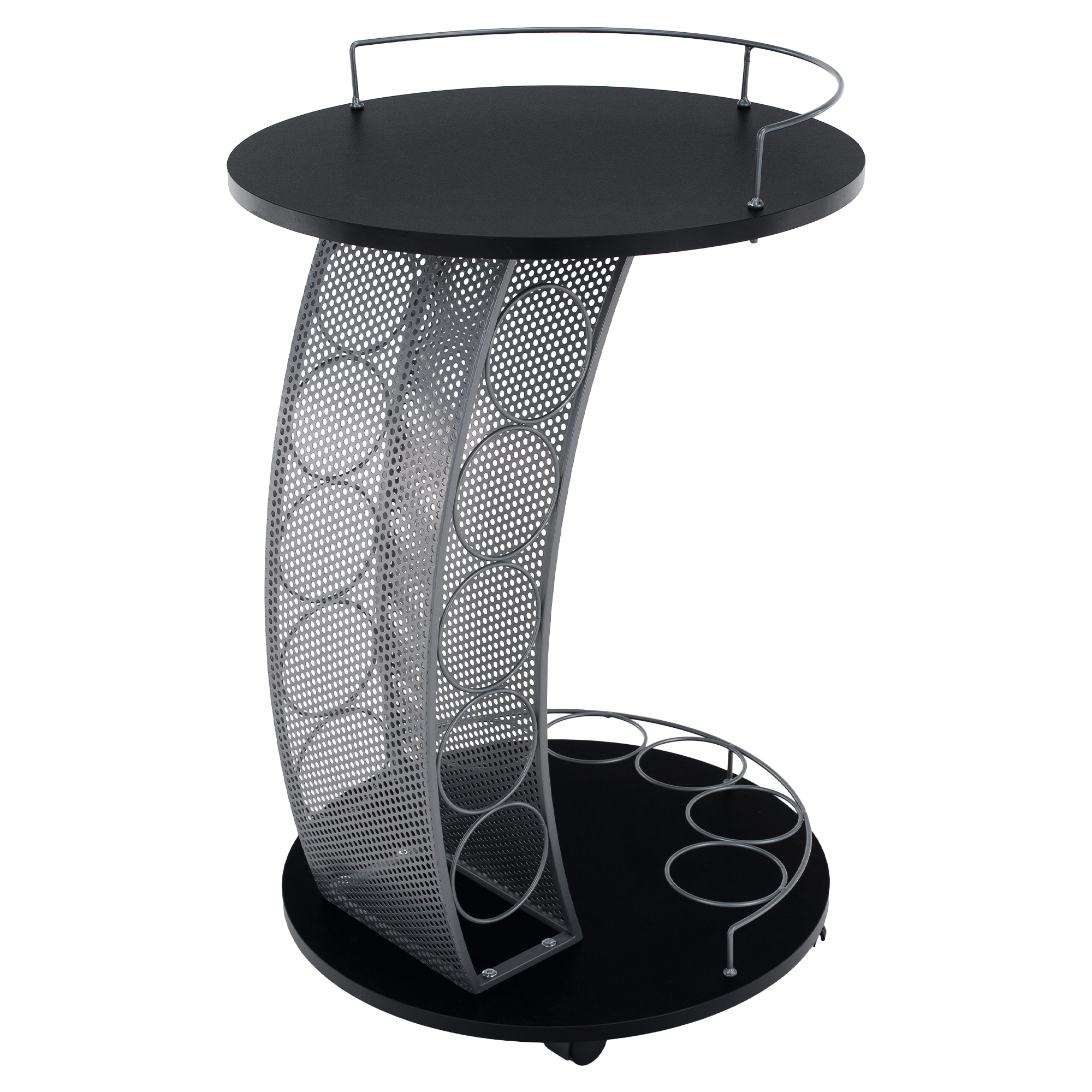 Masuta de servire cu roti, negru/argintiu, ALADAR NEW — imaginea 5