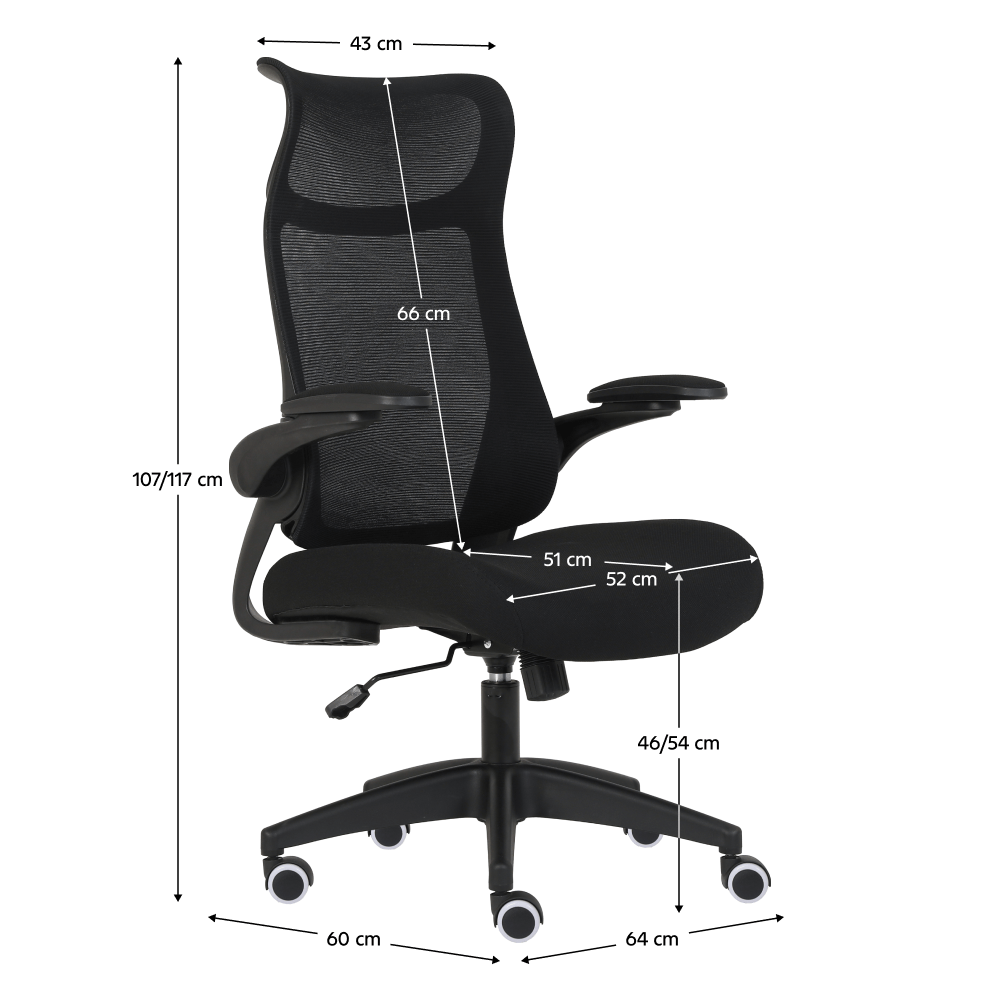 Scaun de birou, negru, SETON — imaginea 7
