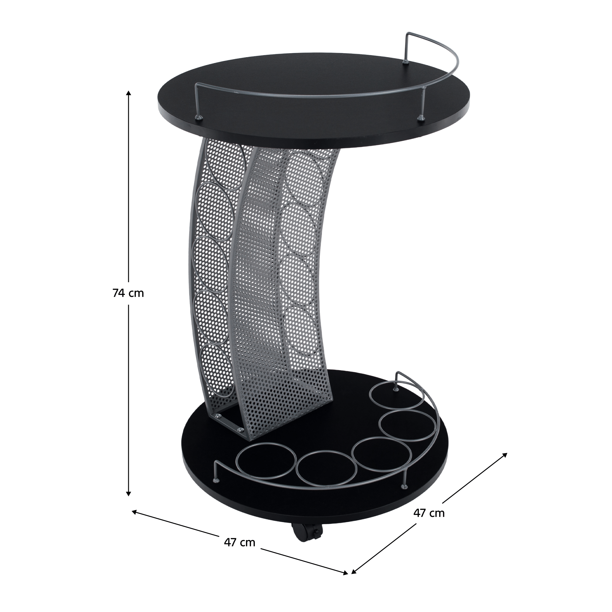 Masuta de servire cu roti, negru/argintiu, ALADAR NEW — imaginea 16