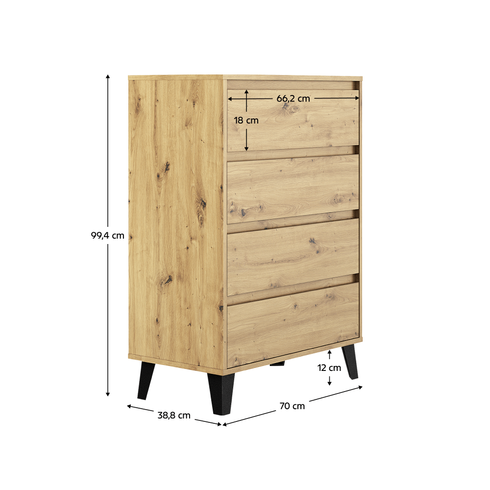 Comoda, stejar artisan, BOGAN NEW 4S70 — imaginea 11