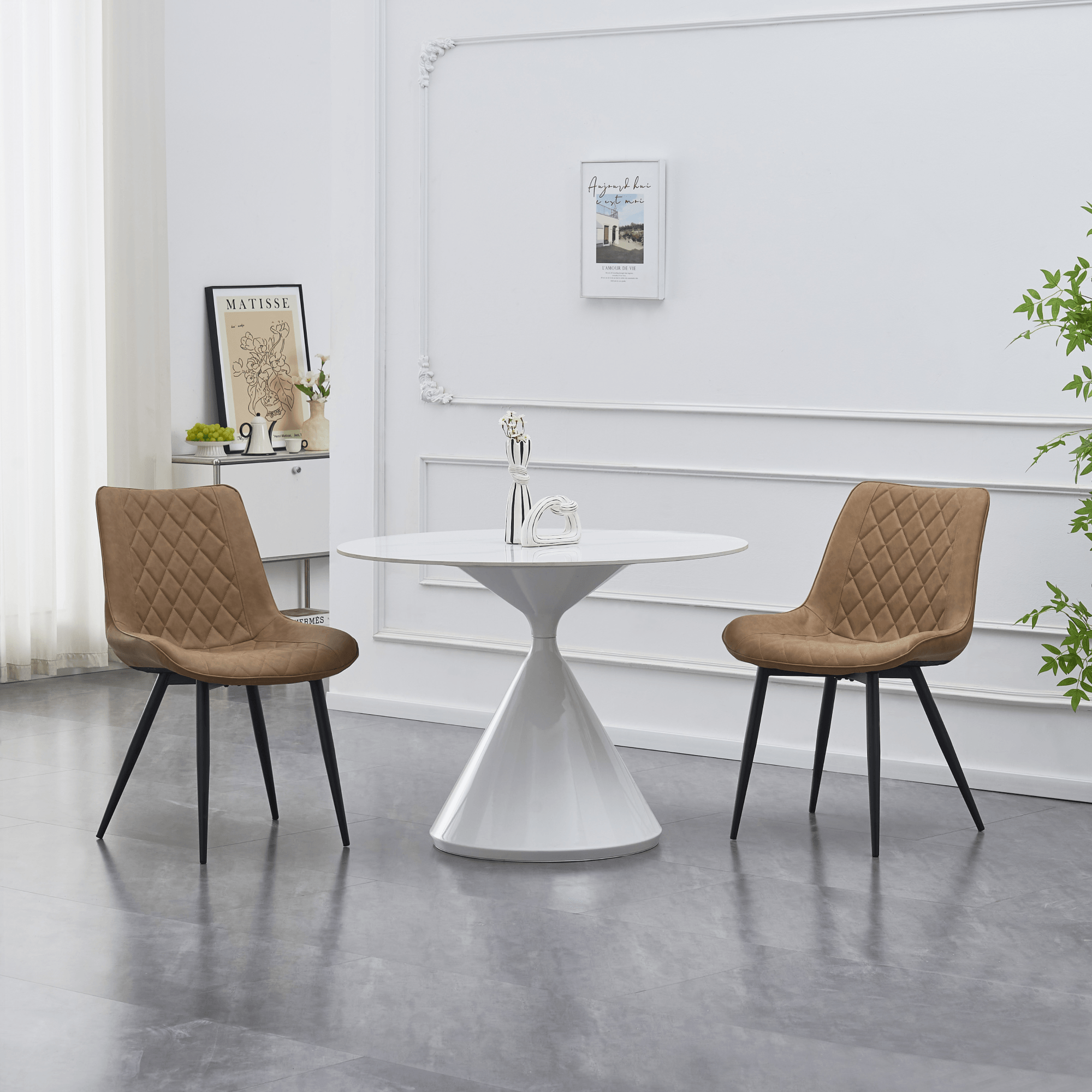 Scaun, piele ecologica maro deschis/negru, HARLAN — imaginea 4