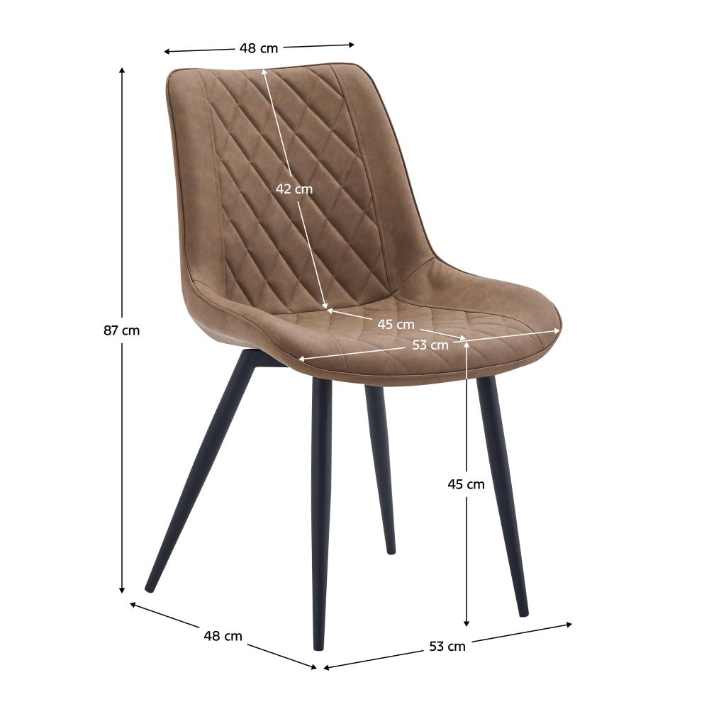 Scaun, piele ecologica maro deschis/negru, HARLAN — imaginea 5