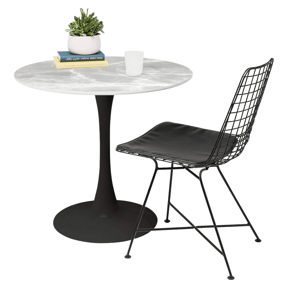 Masa de sufragerie, marmura gri/negru, diametru 90 cm, LORIAN TYP 1 — imaginea 3