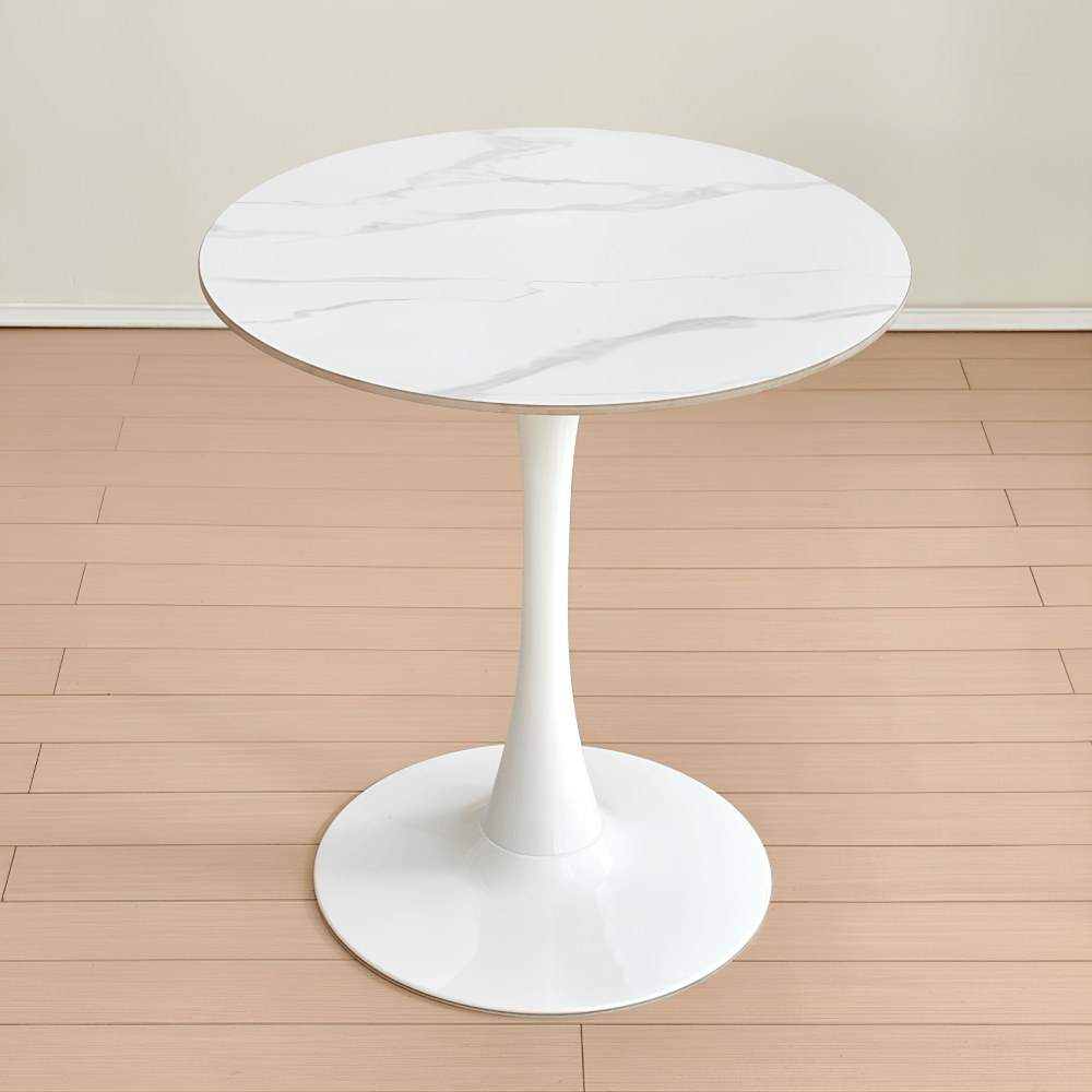 Masa de sufragerie, marmura deschisa/alb, diametru 80 cm, LORIAN — imaginea 4