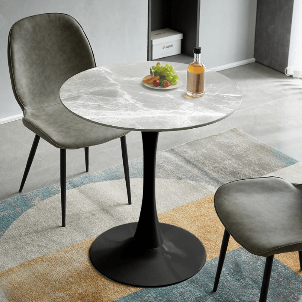 Masa de sufragerie, marmura gri/negru, diametru 90 cm, LORIAN TYP 1 — imaginea 5