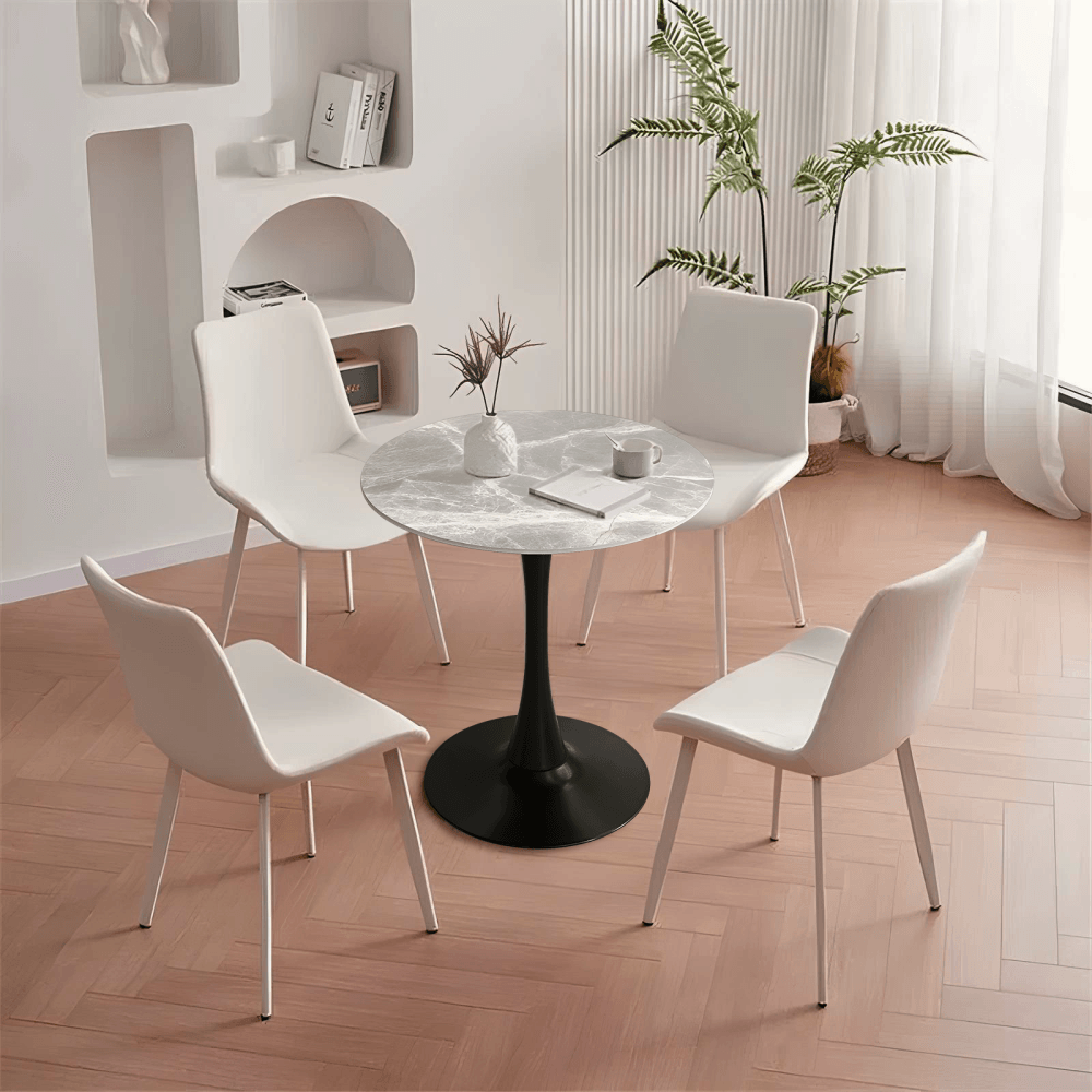 Masa de sufragerie, marmura gri/negru, diametru 90 cm, LORIAN TYP 1 — imaginea 6