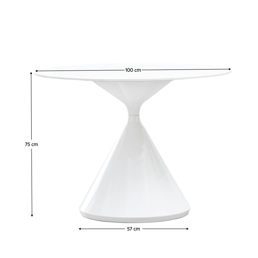 Masa de sufragerie, marmura deschisa/alba, diametru 100 cm, VALER TYP 2 — imaginea 4
