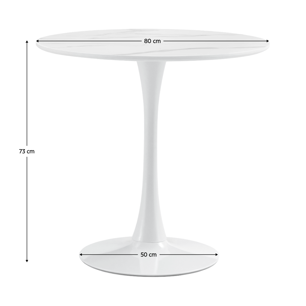 Masa de sufragerie, marmura deschisa/alb, diametru 80 cm, LORIAN — imaginea 7