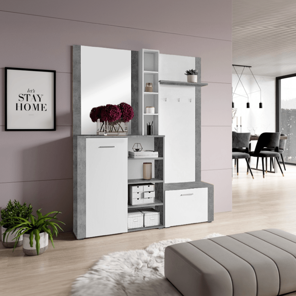 Set pentru anticamera, alb/beton, FANDU — imaginea 4