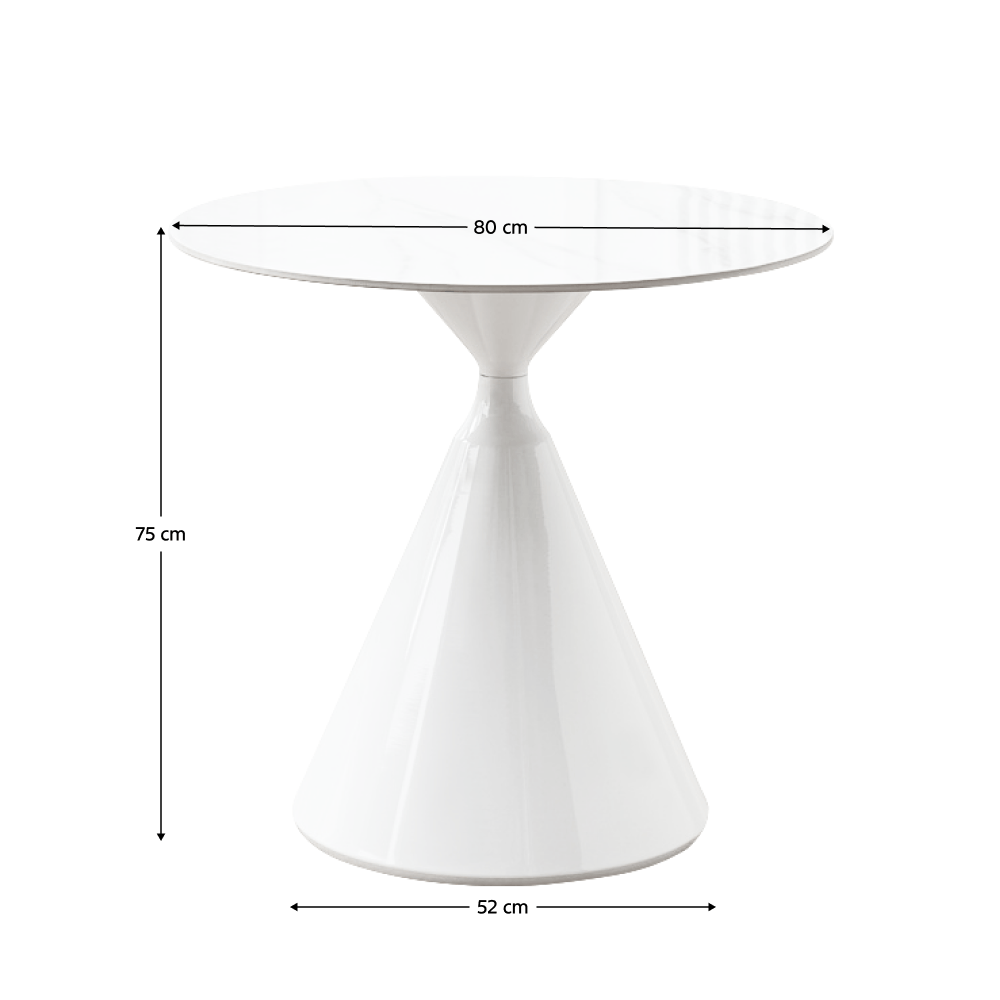 Masa de sufragerie, marmura deschisa/alba, diametru 80 cm, VALER — imaginea 6