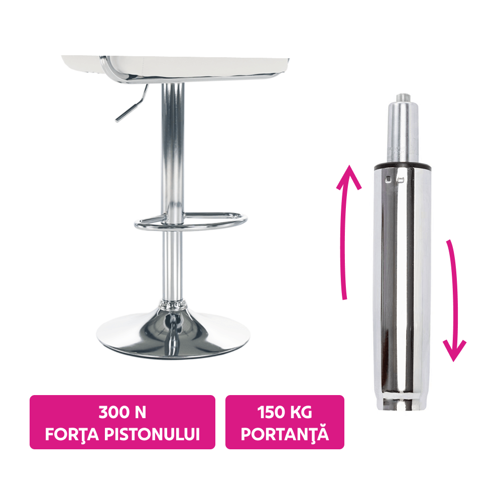 Piston cu gaz, crom, lungime 69,4 cm, 150 kg, PIEST TYP 8 — imaginea 2