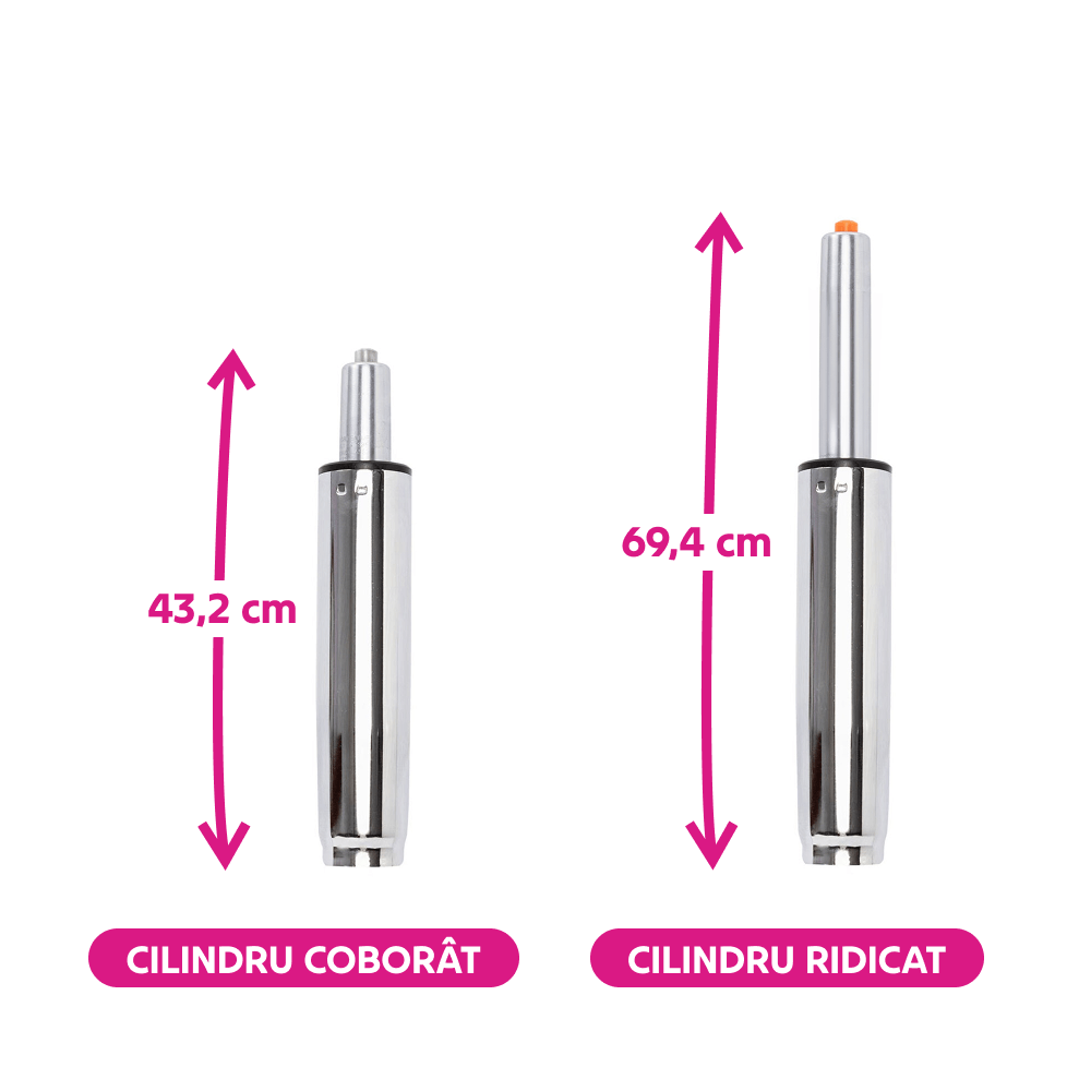 Piston cu gaz, crom, lungime 69,4 cm, 150 kg, PIEST TYP 8 — imaginea 3