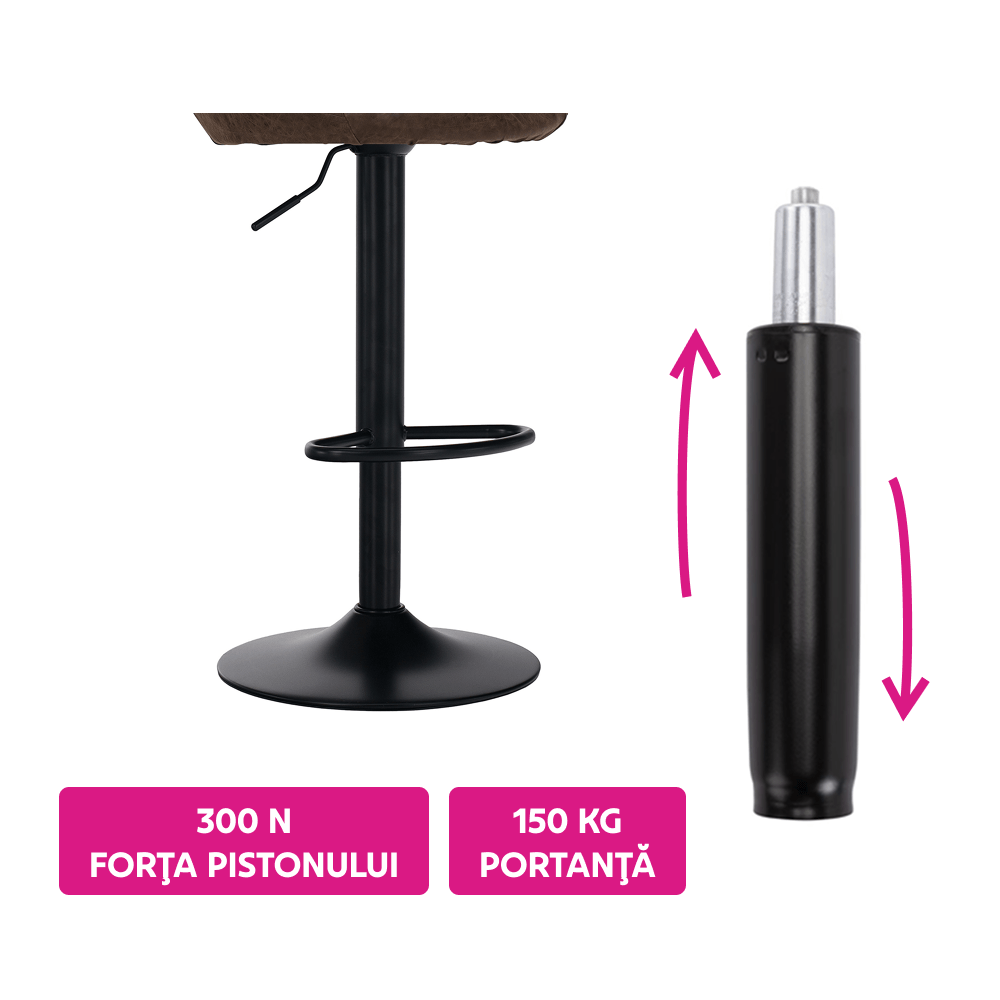 Piston cu gaz, negru, lungime 69,4 cm, 150 kg, PIEST TYP 7 — imaginea 3