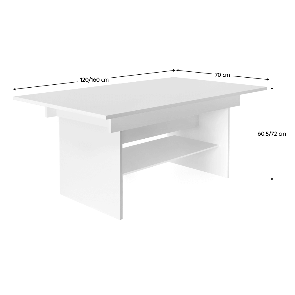 Masa de sufragerie/conferinte extensibila, alba, 120/160x70 cm, LAVKO NEW — imaginea 2