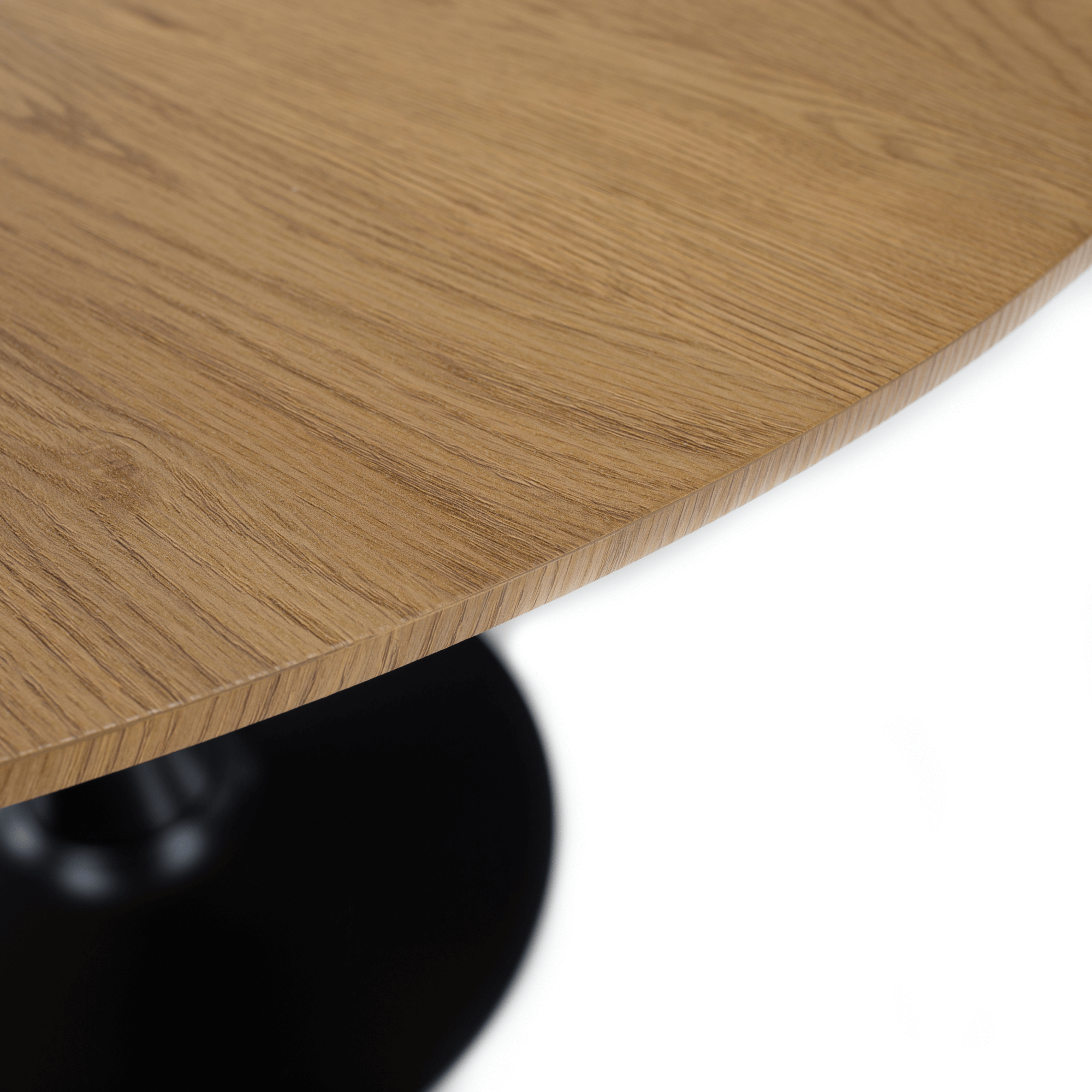 Masa de sufragerie, stejar/negru, diametru 80 cm, REVENTON NEW — imaginea 3