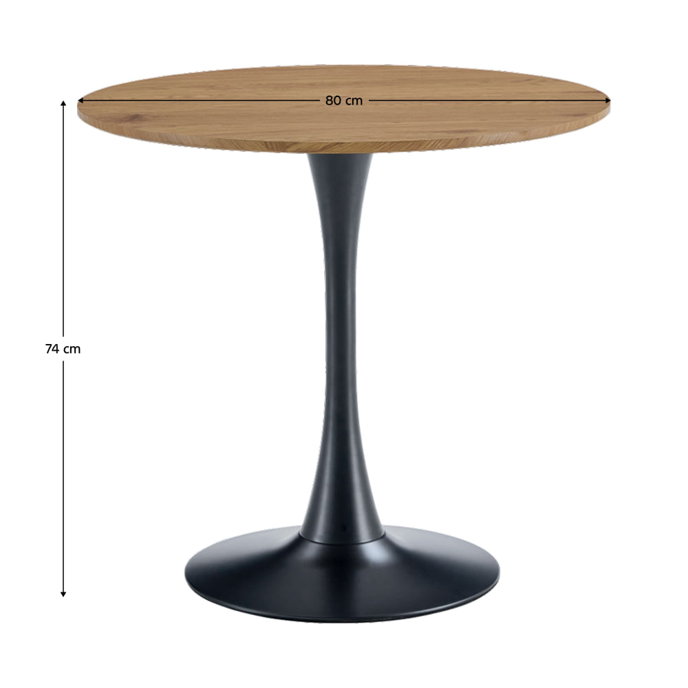 Masa de sufragerie, stejar/negru, diametru 80 cm, REVENTON NEW — imaginea 10