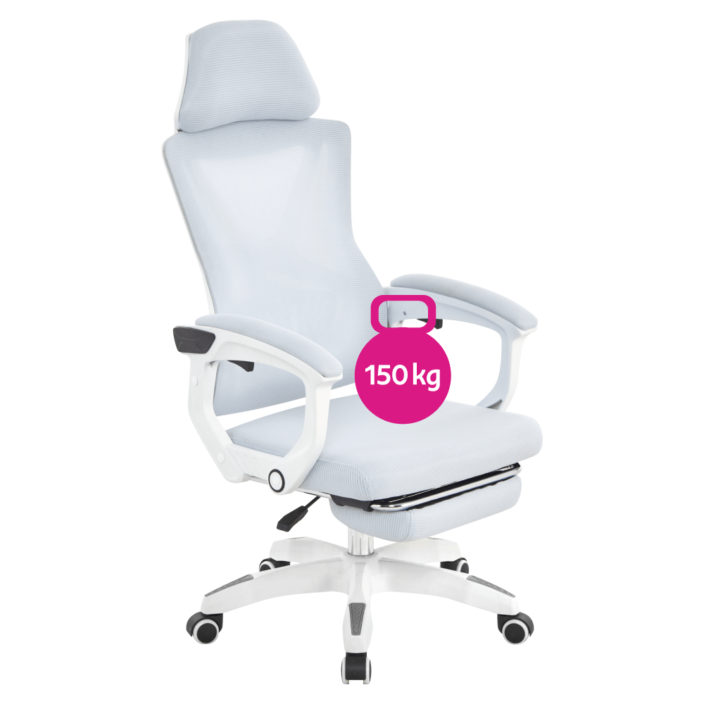Fotoliu de birou, gri deschis/alb, portanta 150 kg, MALVIN — imaginea 2