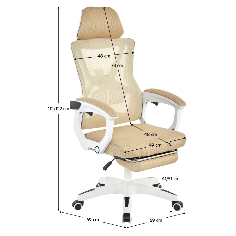 Fotoliu de birou, bej/alb, portanta 150 kg, MALVIN — imaginea 3