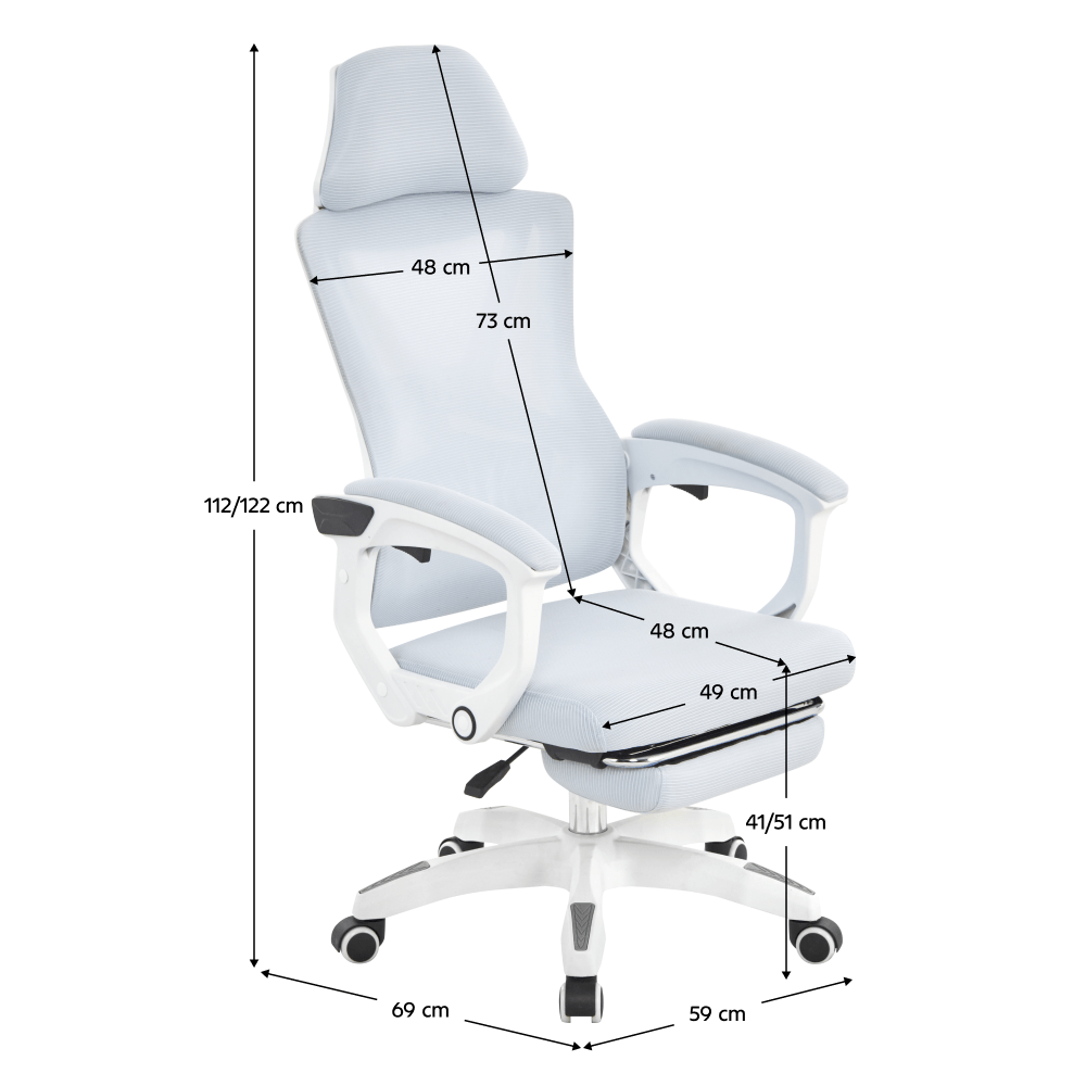 Fotoliu de birou, gri deschis/alb, portanta 150 kg, MALVIN — imaginea 3