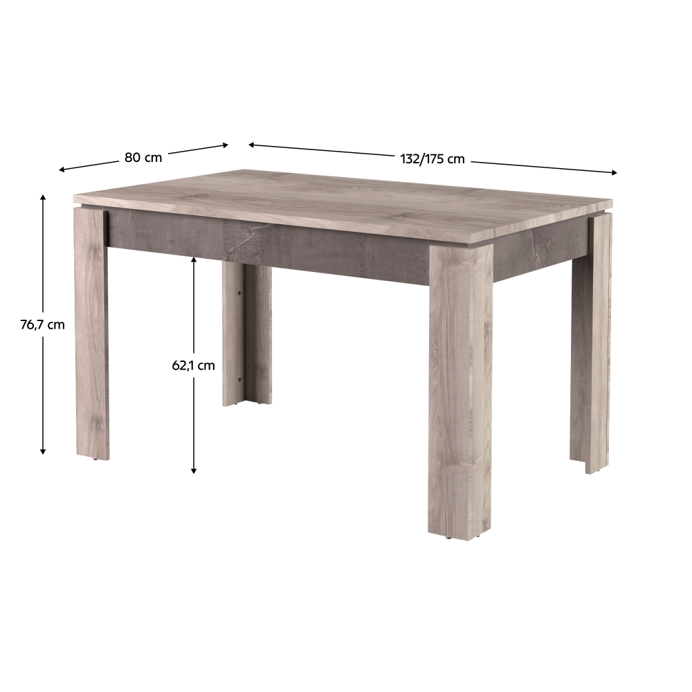 Masa dining extensibila, castan Nairobi/onix, 130-175x80 cm, JESI NEW — imaginea 4