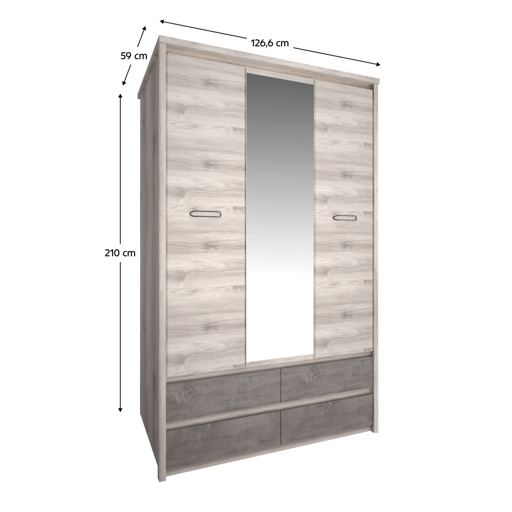 Dulap cu oglinda 3D4S, castan Nairobi / onix, JESI NEW — imaginea 3