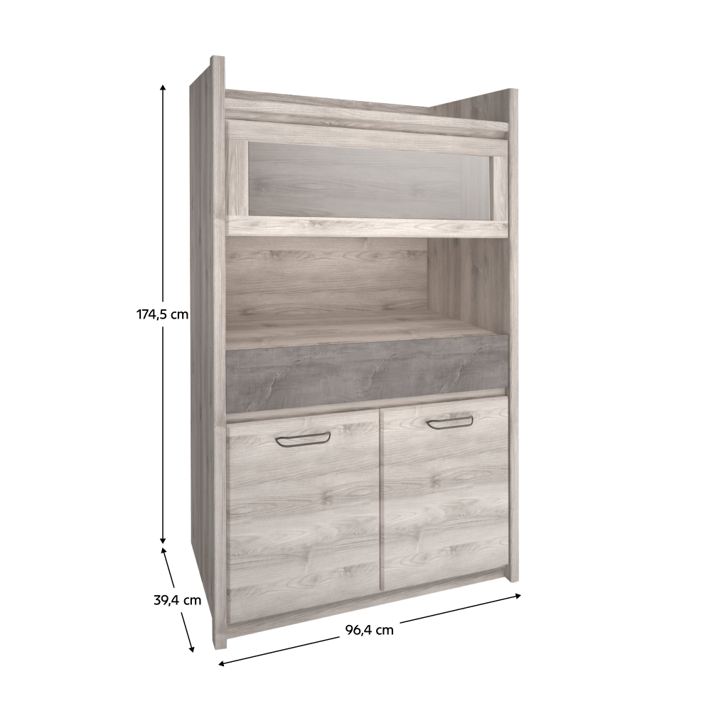 Vitrina joasa 2D1W1S, castan Nairobi / onix, JESI NEW — imaginea 3