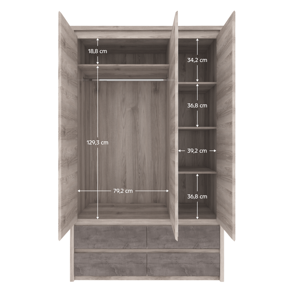 Dulap cu oglinda 3D4S, castan Nairobi / onix, JESI NEW — imaginea 4