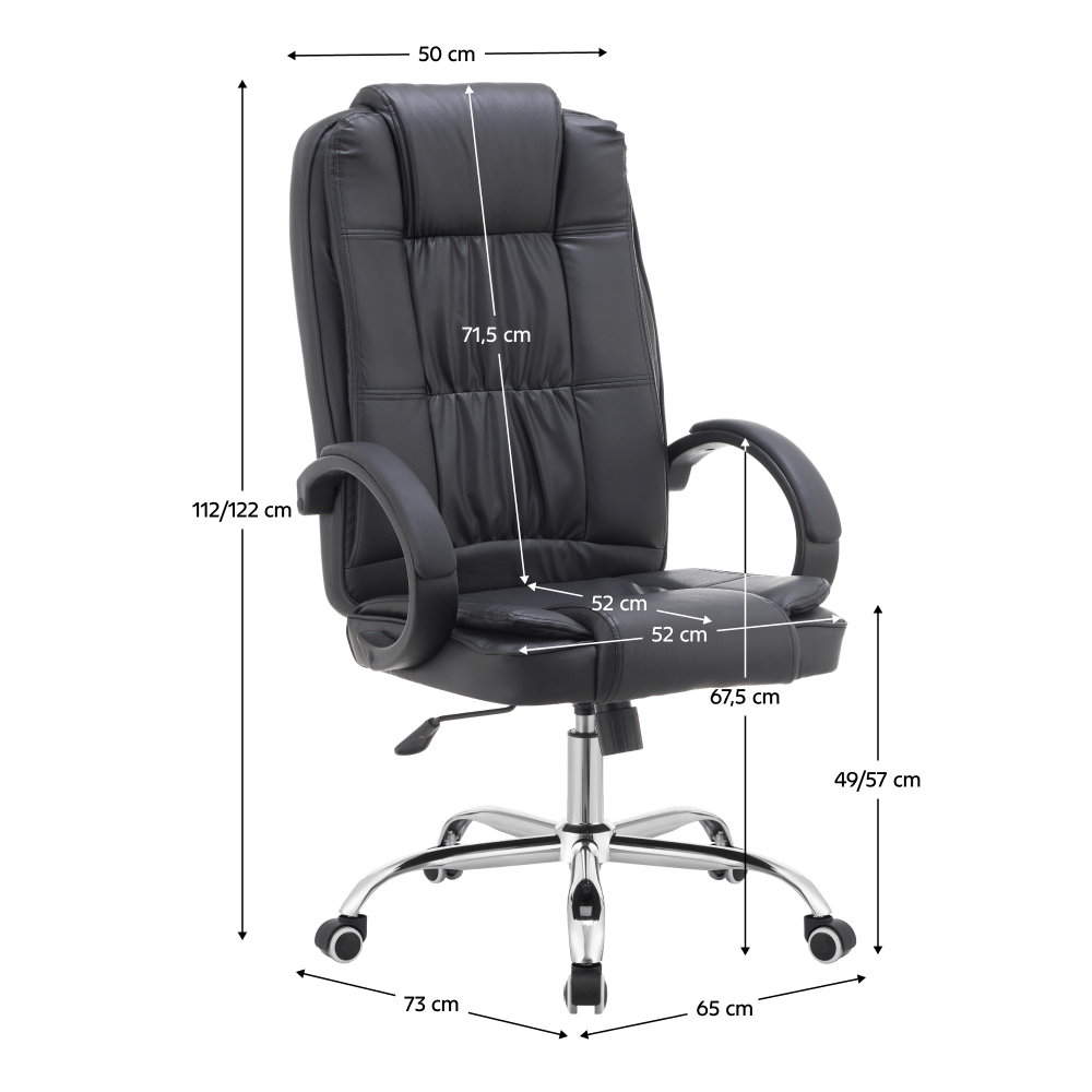 Fotoliu de birou, piele ecologica neagra, MADOX NEW — imaginea 2