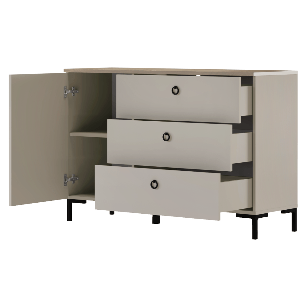Comoda, stejar Taupe/stejar silverjack, DOMCA 1D3S — imaginea 3