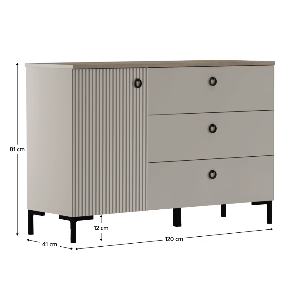 Comoda, stejar Taupe/stejar silverjack, DOMCA 1D3S — imaginea 4