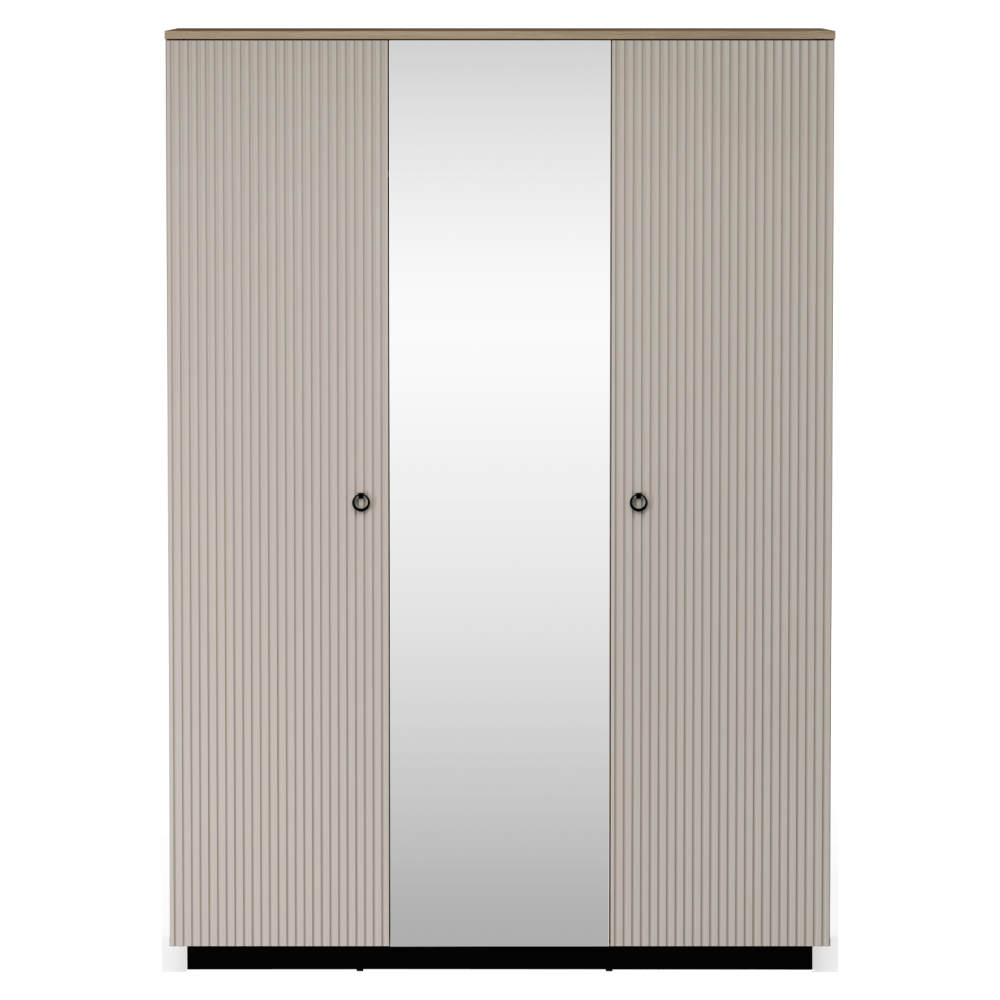 Dulap cu oglinda, gri-maroniu Taupe/stejar silverjack, DOMCA 3D — imaginea 3