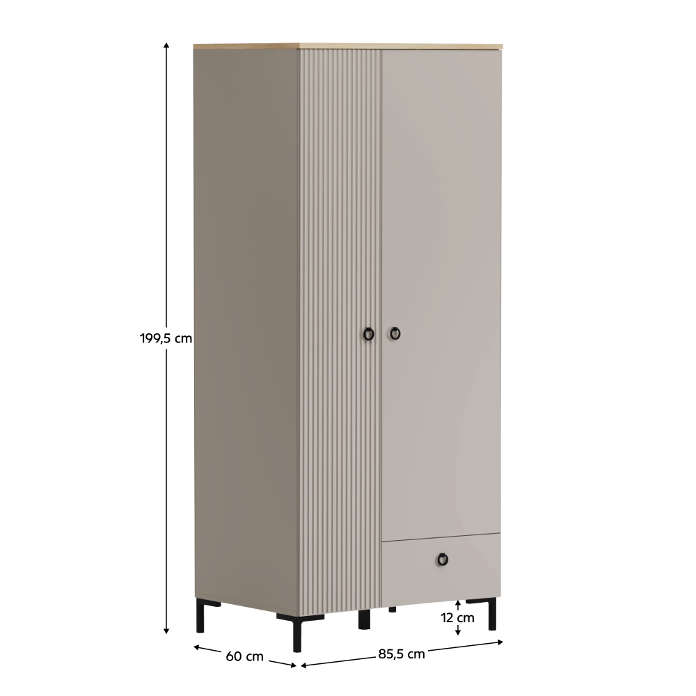 Dulap, gri-maroniu Taupe/stejar silverjack, DOMCA 2D1S — imaginea 7