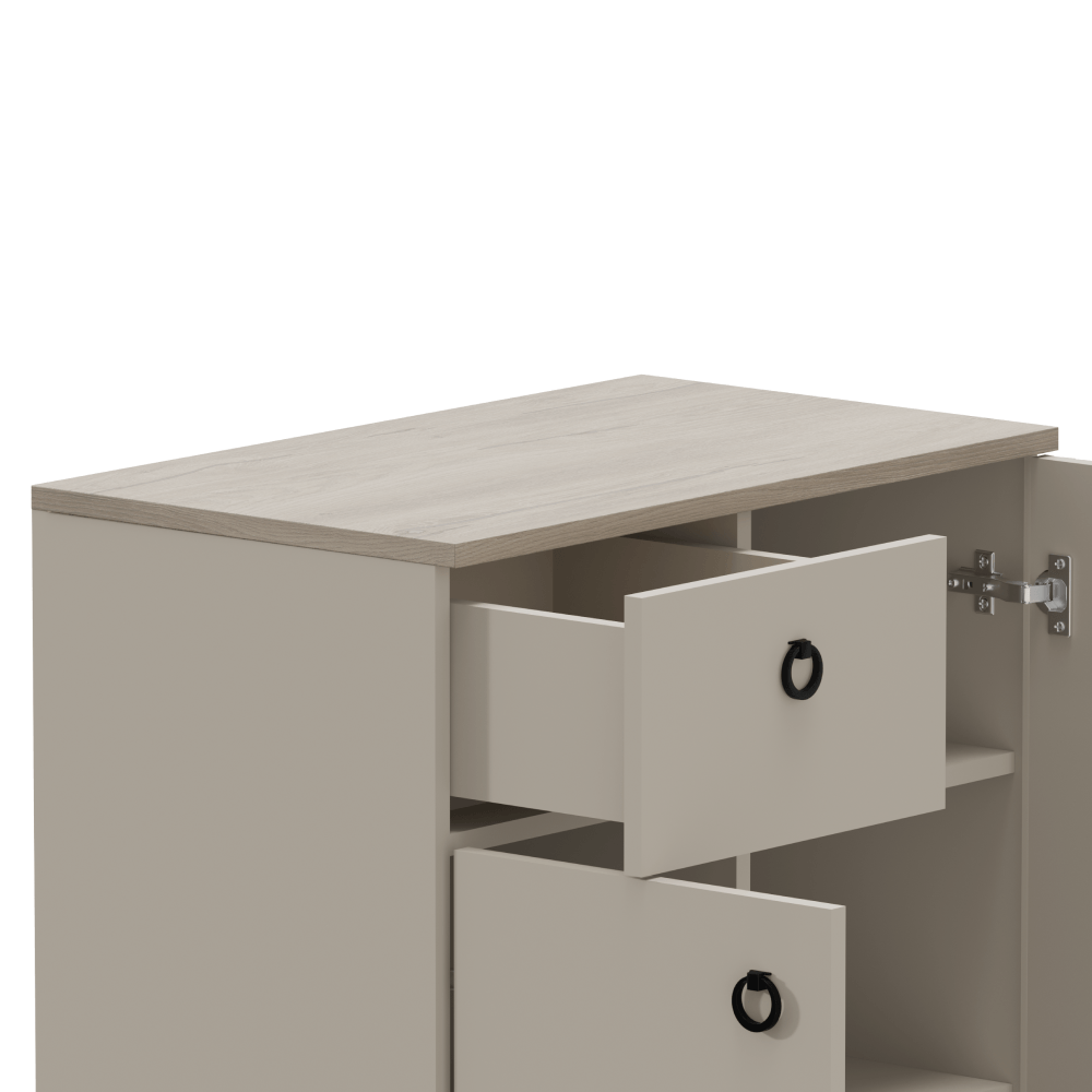 Comoda, gri-maroniu Taupe/stejar silverjack, DOMCA 2D1S — imaginea 3