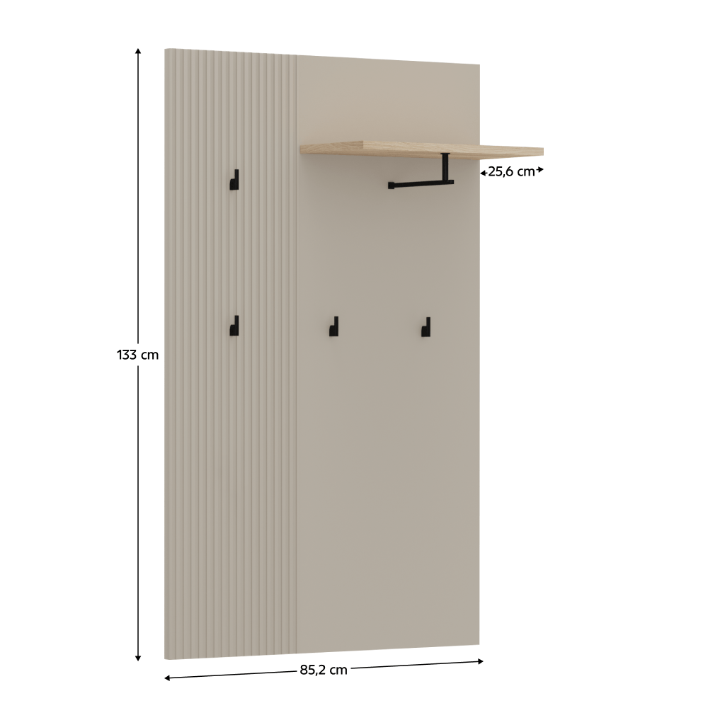 Panou de cuiere 85, gri Taupe/stejar silverjack, DOMCA — imaginea 4