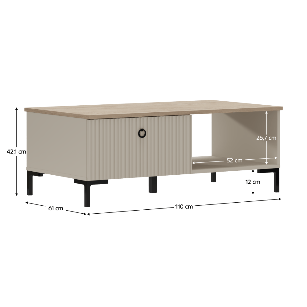 Masuta de cafea, gri-maroniu Taupe/stejar silverjack, DOMCA 1S — imaginea 4