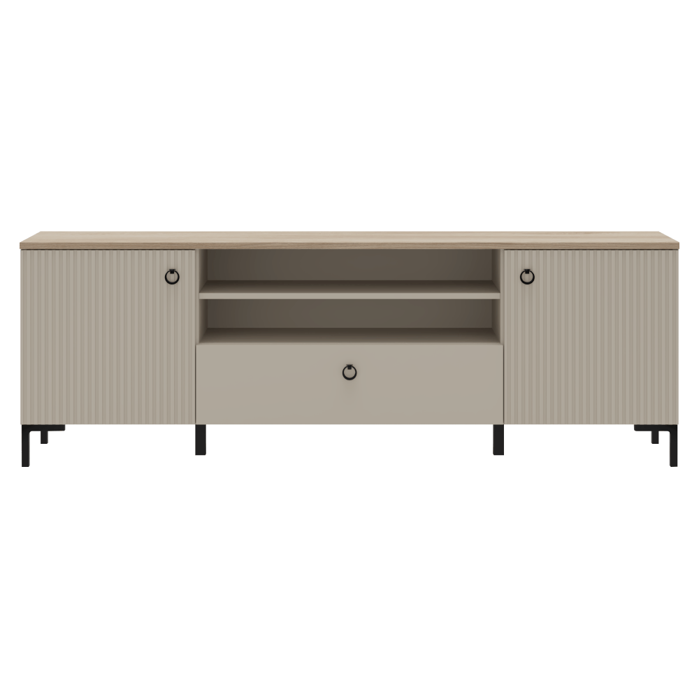 Masuta TV, gri Taupe/stejar silverjack, DOMCA 2D1S — imaginea 2