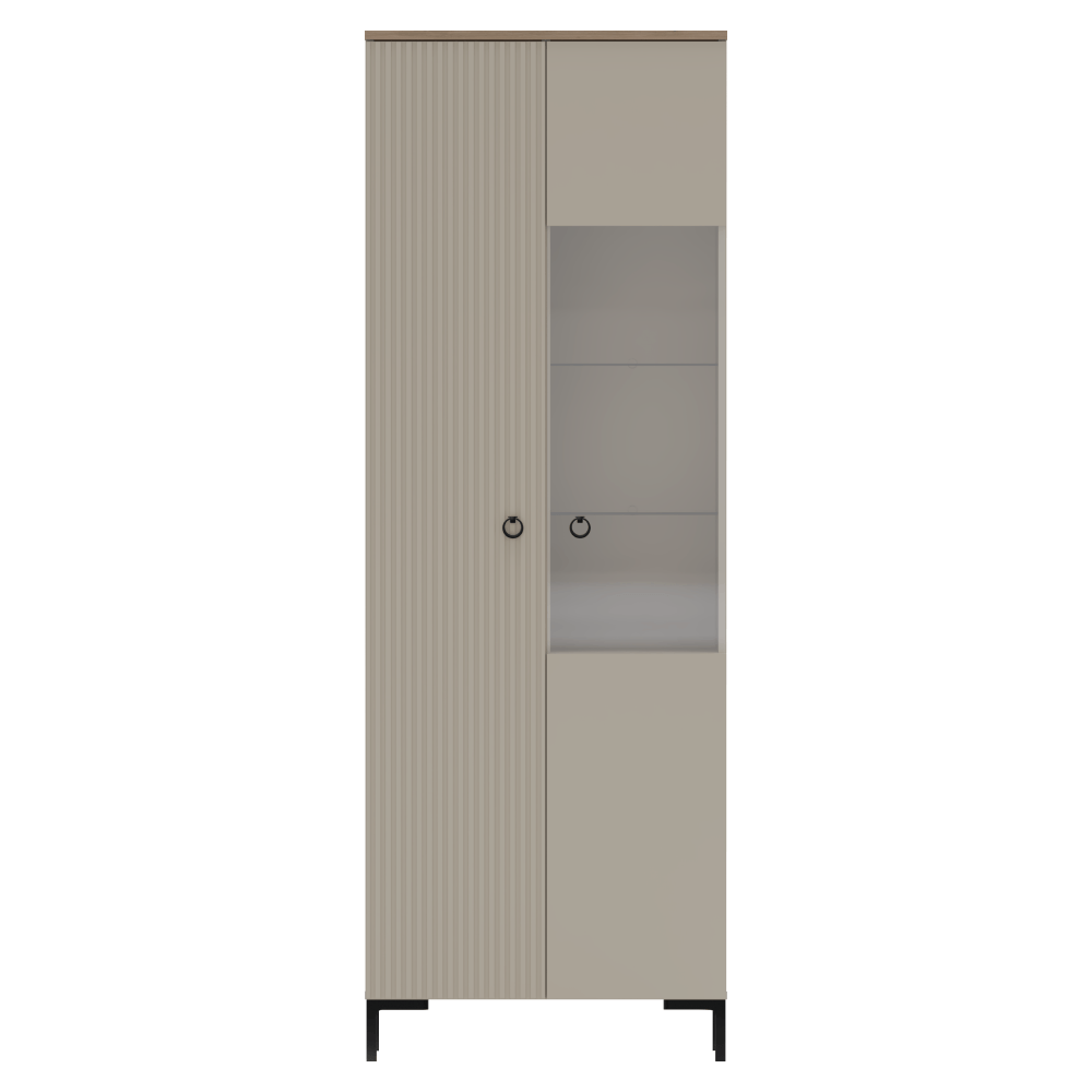 Vitrina, gri-maroniu Taupe/stejar silverjack, DOMCA 1D1W — imaginea 2