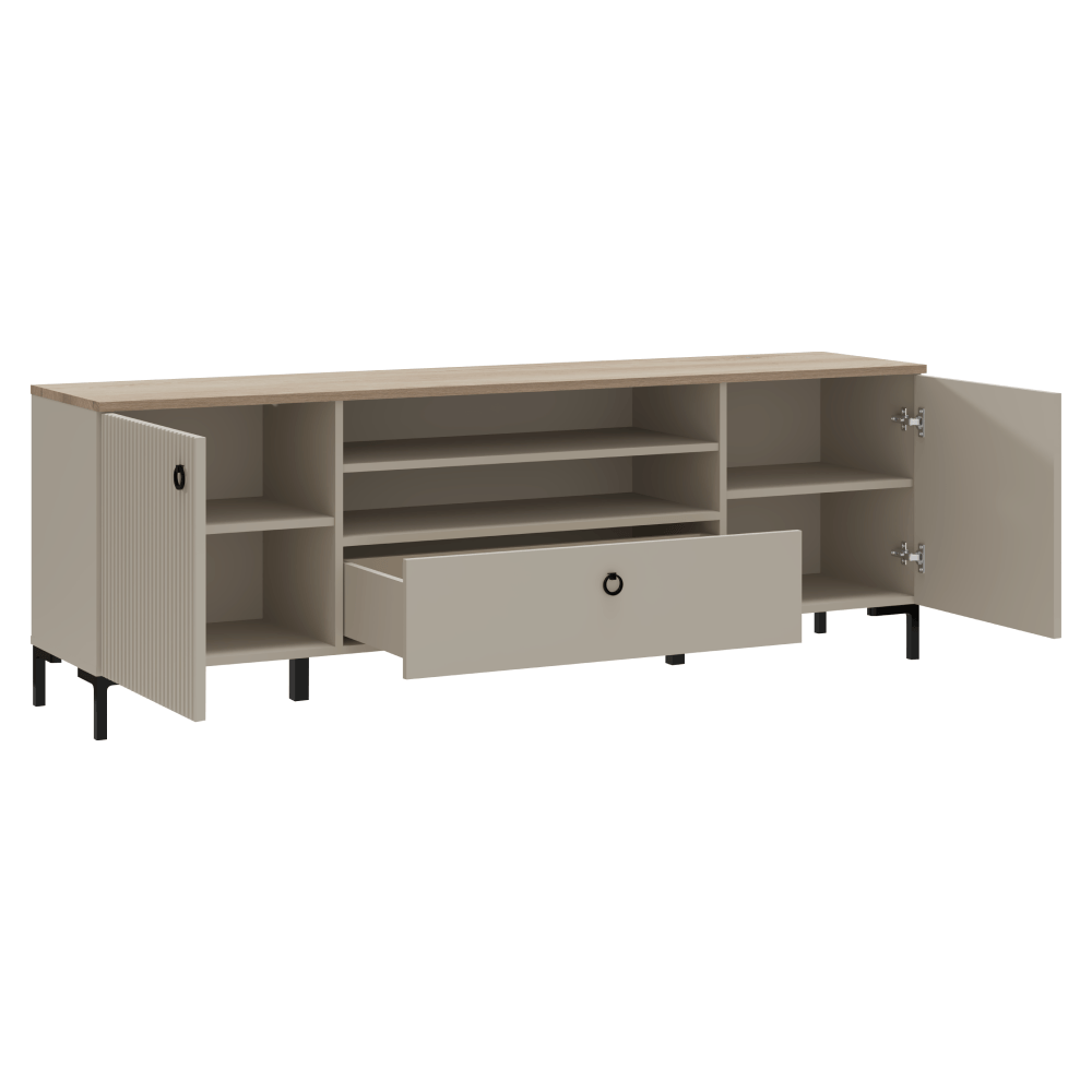 Masuta TV, gri Taupe/stejar silverjack, DOMCA 2D1S — imaginea 3