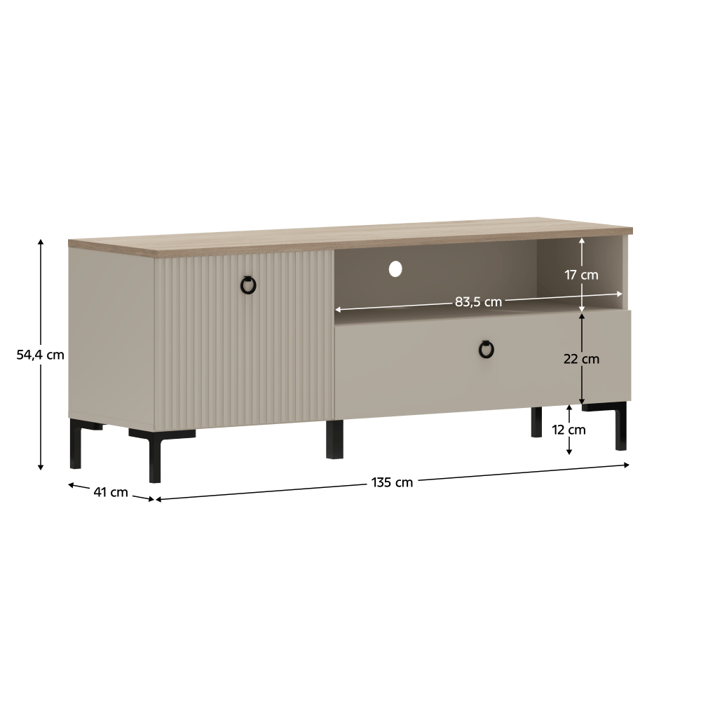 Masuta TV, gri Taupe/stejar silverjack, DOMCA 1K1S — imaginea 4
