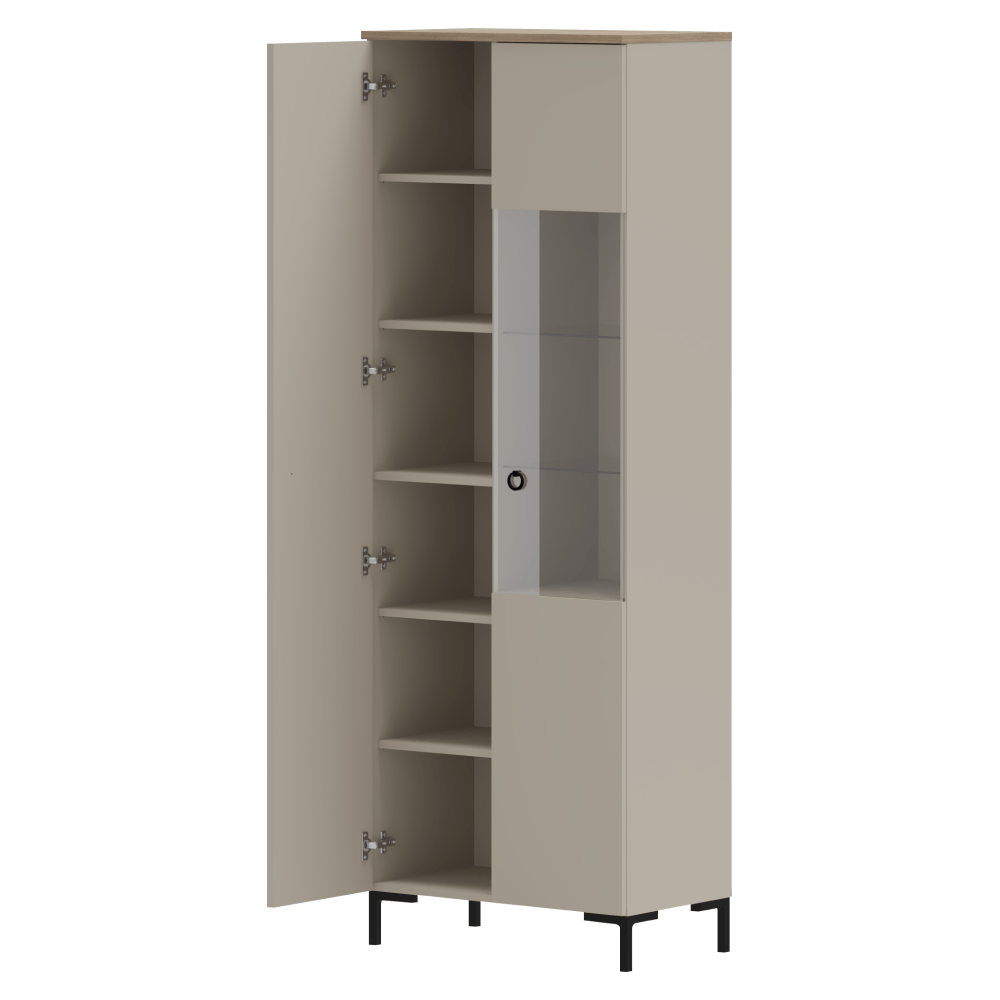 Vitrina, gri-maroniu Taupe/stejar silverjack, DOMCA 1D1W — imaginea 3