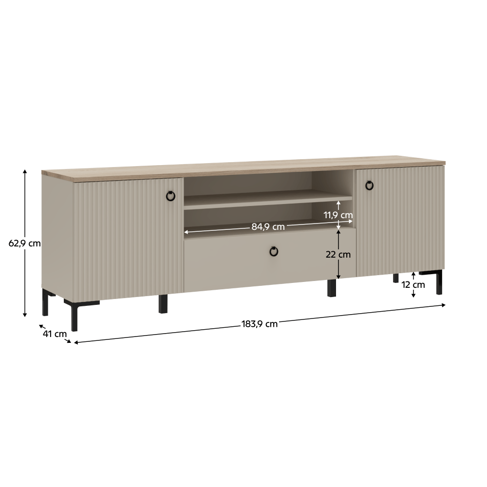 Masuta TV, gri Taupe/stejar silverjack, DOMCA 2D1S — imaginea 4