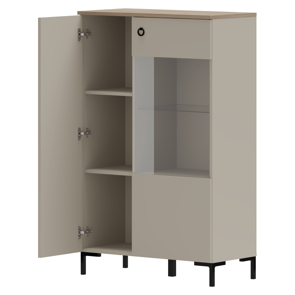 Vitrina joasa, gri-maroniu Taupe/stejar silverjack, DOMCA 1D1W/140 — imaginea 3
