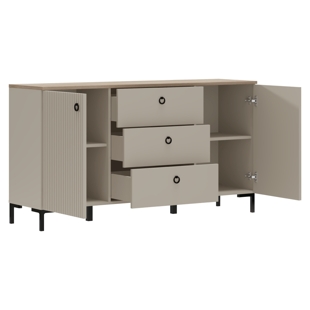 Comoda, gri-maroniu Taupe/stejar silverjack, DOMCA 2D3S — imaginea 6