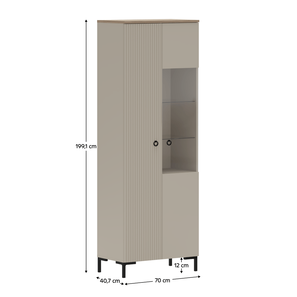 Vitrina, gri-maroniu Taupe/stejar silverjack, DOMCA 1D1W — imaginea 4