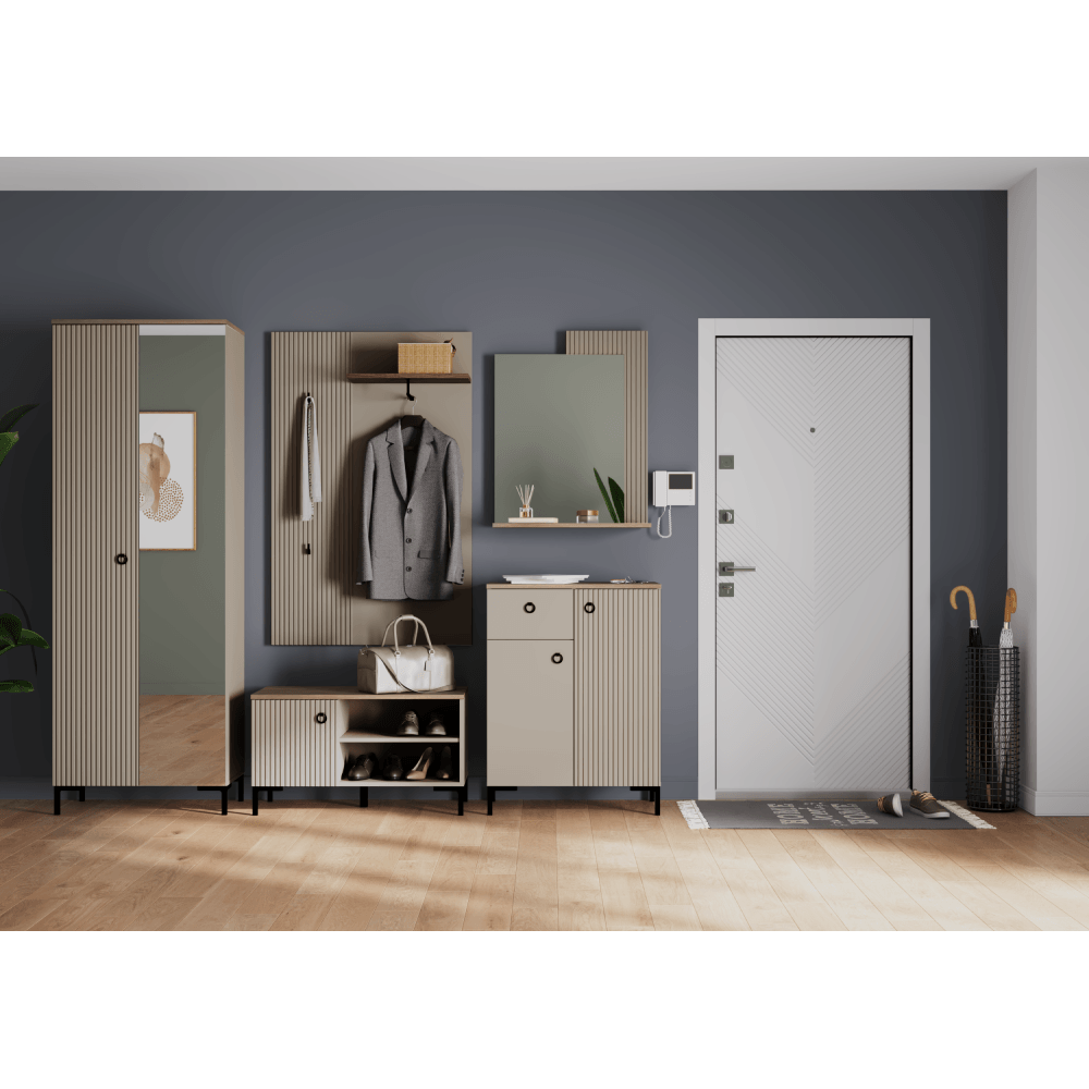 Dulap cu oglinda, gri-maroniu Taupe/stejar silverjack, DOMCA 2D — imaginea 5