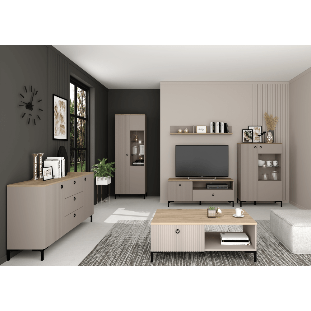 Vitrina joasa, gri-maroniu Taupe/stejar silverjack, DOMCA 1D1W/140 — imaginea 5