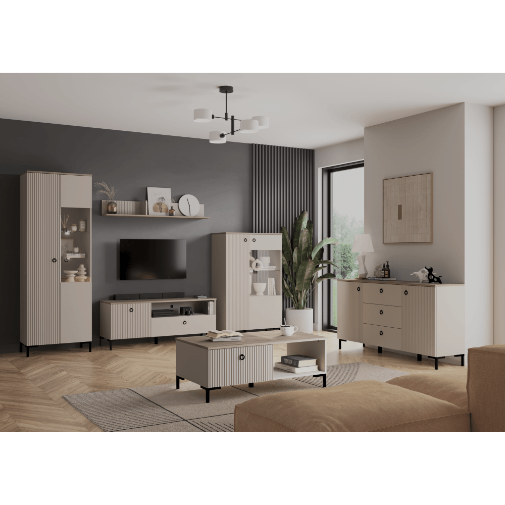 Vitrina, gri-maroniu Taupe/stejar silverjack, DOMCA 1D1W — imaginea 6