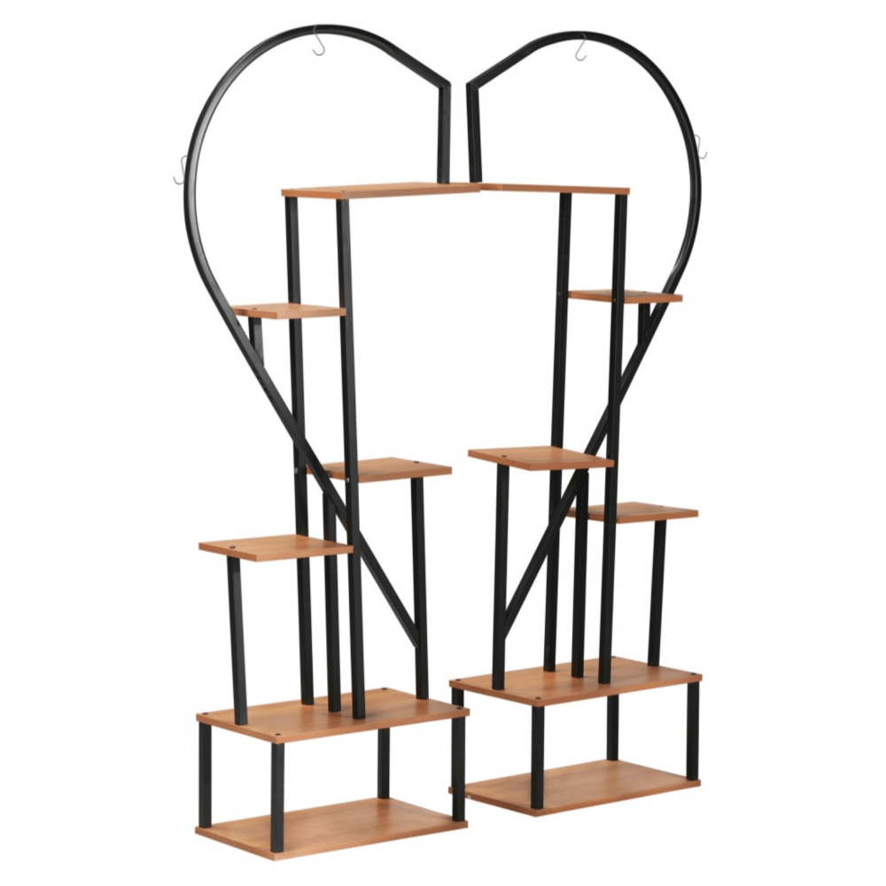 Suport metalic pentru flori, set de 2 buc., negru/stejar, AMADIS — imaginea 6