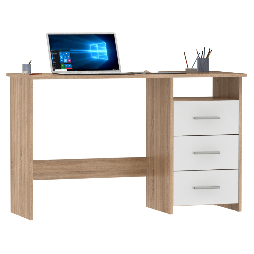 Masuta PC , stejar sonoma/alb, LARISTOTE NEW — imaginea 6